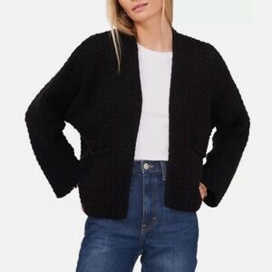 Vince Camuto Black Open-Front Cardigan